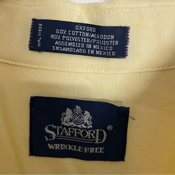 Stafford Men's Light Yellow Casual Button Down Shirt - Picture 2 of 4